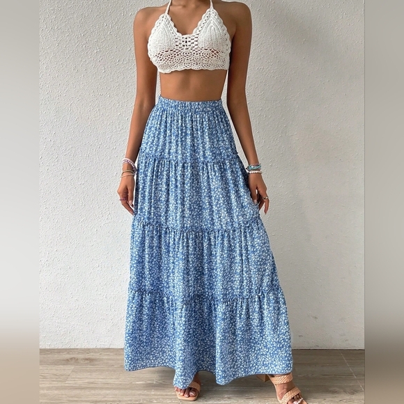 Blue Floral Maxi Skirt - Picture 5 of 5